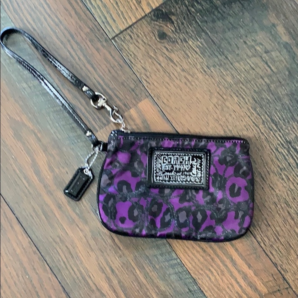 Coach Purple Cheetah Wristlet